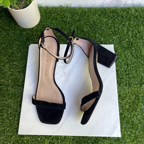 Stuart Weitzman Nearlynude Ankle strap suede leather sandals size 8 B Women - Picture 5 of 16